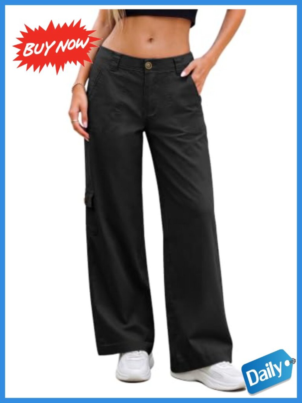 Women's Low Rise Cargo Pants Baggy Wide Leg Cotton Blend Casual Hiking